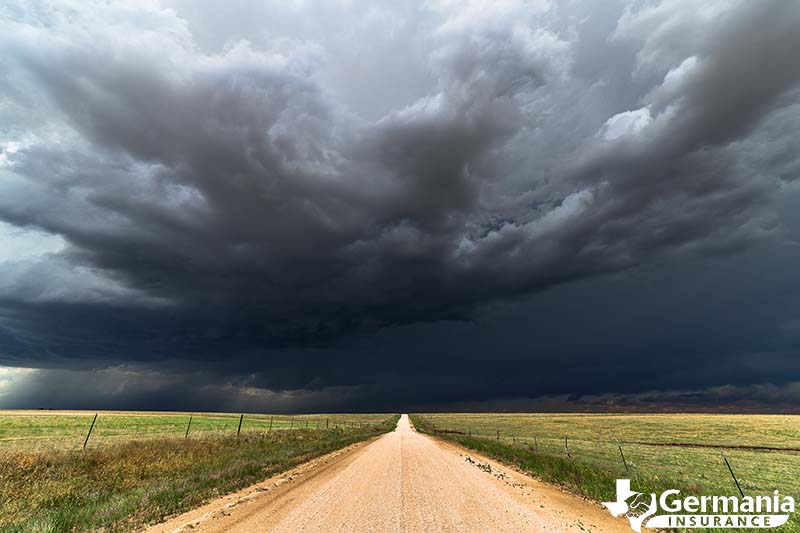 A multi-cell thunderstorm system