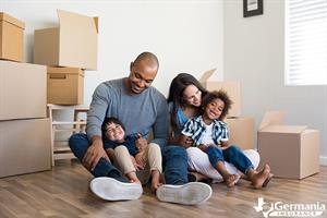 A family moving into their rental property after getting renters insurance.