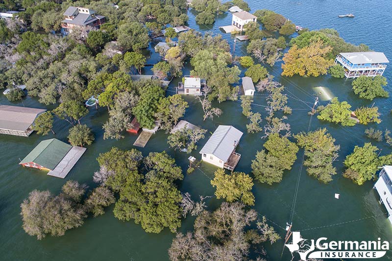 A series of houses flooded in Texas