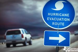 A car following the route from a hurricane evacuation plan. 