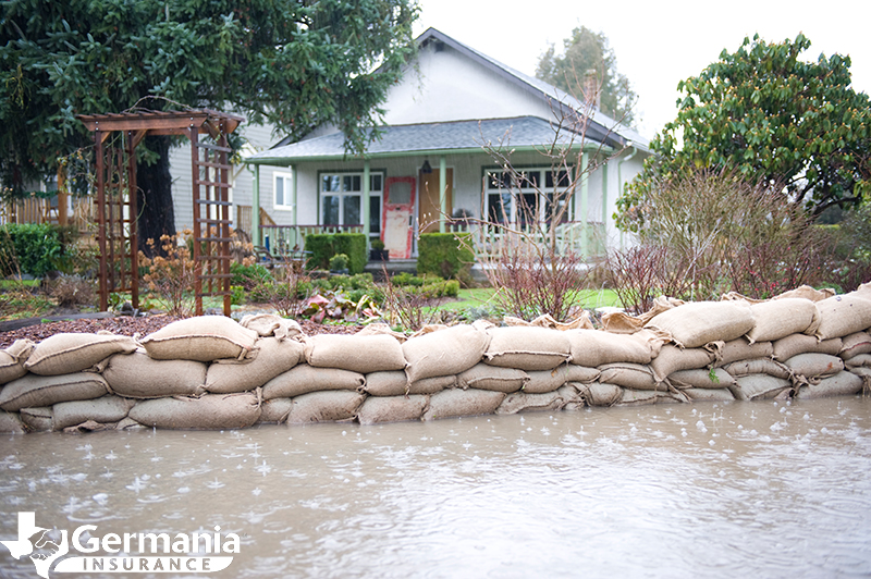Sandbags in front of a home prepared for hurricane season. 