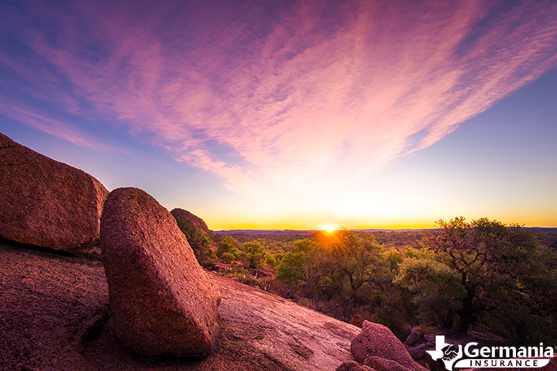 Photo of sunset at Enchanted Rock in Texas