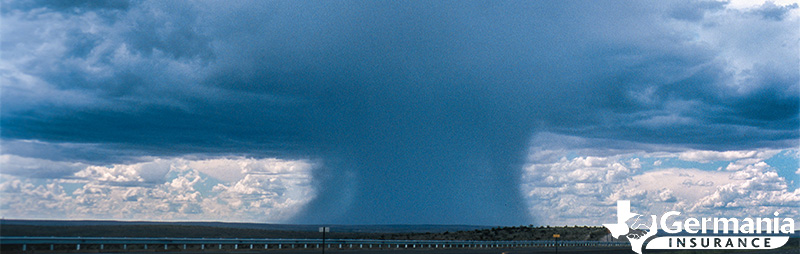 A microburst falling from a severe thunderstorm